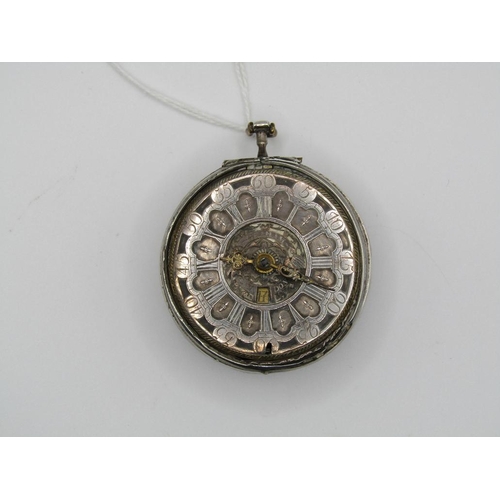 1611 - LATE 18C GRAHAM OF LONDON HOUR STRIKING POCKET WATCH WITH ENAMELLED PAIR CASE WITH WATCH MAKERS TICK... 