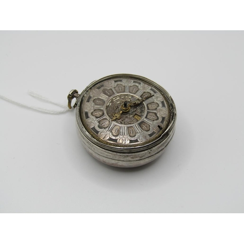 1611 - LATE 18C GRAHAM OF LONDON HOUR STRIKING POCKET WATCH WITH ENAMELLED PAIR CASE WITH WATCH MAKERS TICK... 