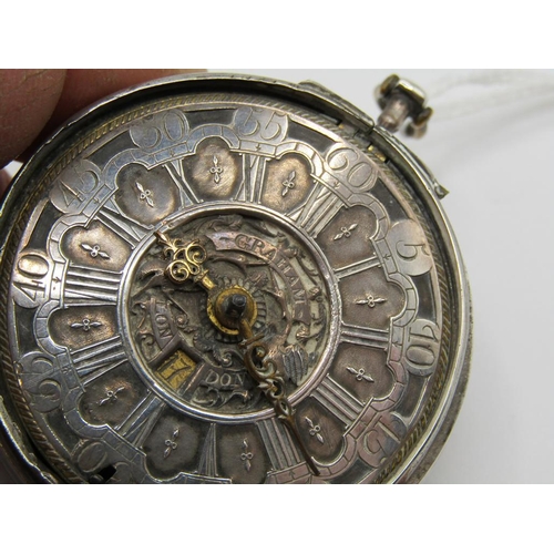 1611 - LATE 18C GRAHAM OF LONDON HOUR STRIKING POCKET WATCH WITH ENAMELLED PAIR CASE WITH WATCH MAKERS TICK... 