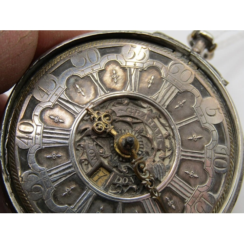 1611 - LATE 18C GRAHAM OF LONDON HOUR STRIKING POCKET WATCH WITH ENAMELLED PAIR CASE WITH WATCH MAKERS TICK... 