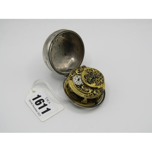 1611 - LATE 18C GRAHAM OF LONDON HOUR STRIKING POCKET WATCH WITH ENAMELLED PAIR CASE WITH WATCH MAKERS TICK... 