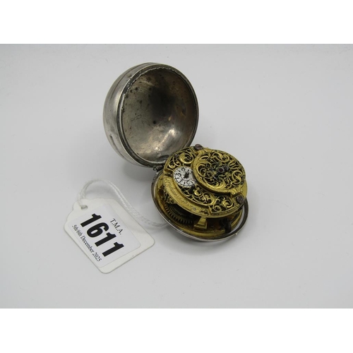 1611 - LATE 18C GRAHAM OF LONDON HOUR STRIKING POCKET WATCH WITH ENAMELLED PAIR CASE WITH WATCH MAKERS TICK... 