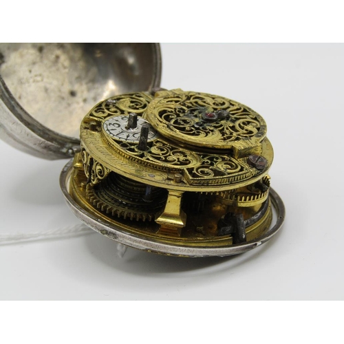1611 - LATE 18C GRAHAM OF LONDON HOUR STRIKING POCKET WATCH WITH ENAMELLED PAIR CASE WITH WATCH MAKERS TICK... 
