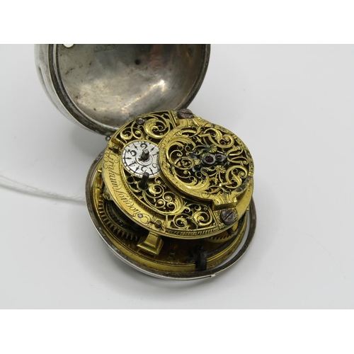 1611 - LATE 18C GRAHAM OF LONDON HOUR STRIKING POCKET WATCH WITH ENAMELLED PAIR CASE WITH WATCH MAKERS TICK... 