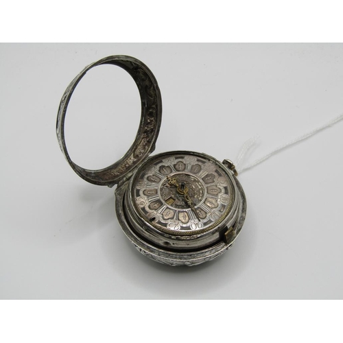1611 - LATE 18C GRAHAM OF LONDON HOUR STRIKING POCKET WATCH WITH ENAMELLED PAIR CASE WITH WATCH MAKERS TICK... 