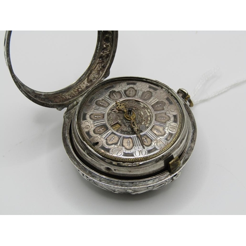1611 - LATE 18C GRAHAM OF LONDON HOUR STRIKING POCKET WATCH WITH ENAMELLED PAIR CASE WITH WATCH MAKERS TICK... 