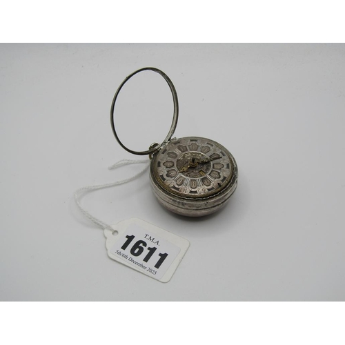 1611 - LATE 18C GRAHAM OF LONDON HOUR STRIKING POCKET WATCH WITH ENAMELLED PAIR CASE WITH WATCH MAKERS TICK... 