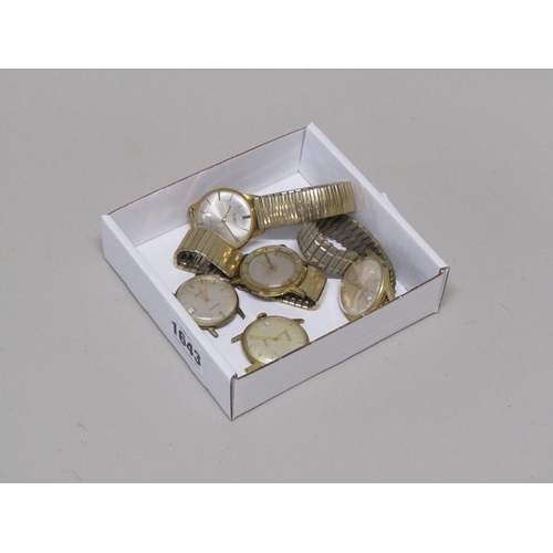 1643 - FIVE GOLD PLATED GENTS WATCHES TO INC. ACCURIST, WILSON ETC