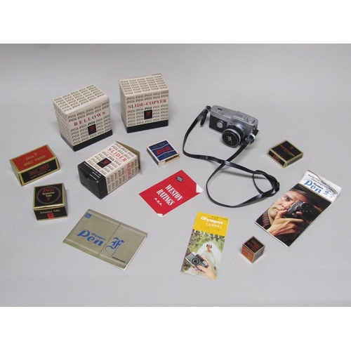 1671 - OLYMPUS - PEN F CAMERA NO. 132282 TOGETHER WITH BOX OLYMPUS PEN, BOX PARTS TO INC. CAMERA RAILS, BEL... 