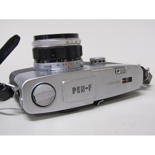 1671 - OLYMPUS - PEN F CAMERA NO. 132282 TOGETHER WITH BOX OLYMPUS PEN, BOX PARTS TO INC. CAMERA RAILS, BEL... 