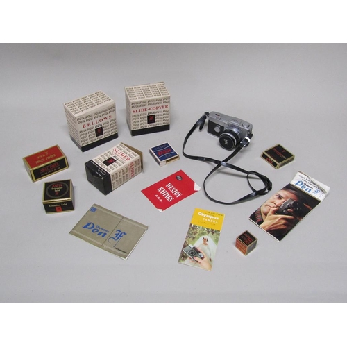 1671 - OLYMPUS - PEN F CAMERA NO. 132282 TOGETHER WITH BOX OLYMPUS PEN, BOX PARTS TO INC. CAMERA RAILS, BEL... 