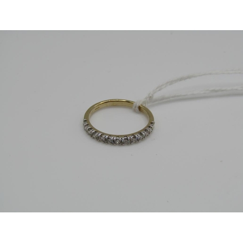 1727 - YELLOW GOLD DIAMOND 13 STONE RING SIZE P