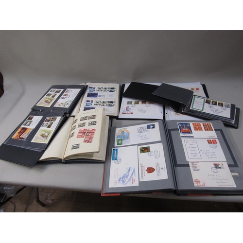 1859 - BOX OF STAMP ALBUMS TO INC. STAMPS AND FIRST DAY COVERS