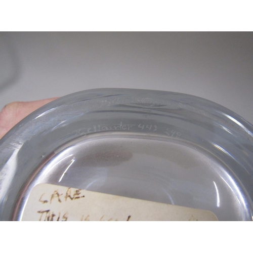1906 - ENGRAVED GLASS BOWL, A/F CHIP TO RIM