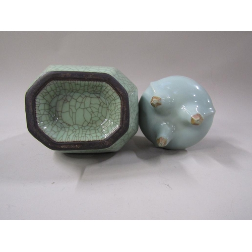 1935 - CHINESE CELADON POTTERY VASE AND TRIPOD CENSER