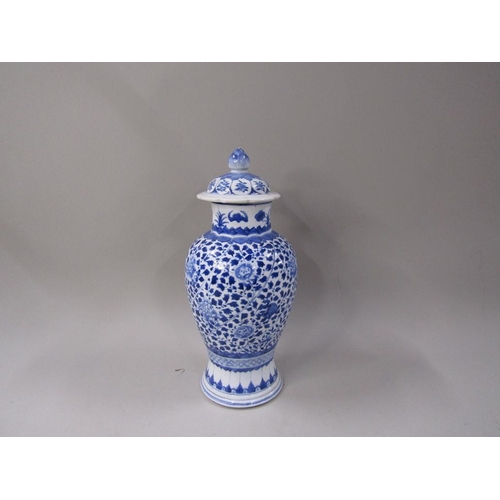 1966 - CHINESE B&W DECORATED BALUSTER VASE, SIX CHARACTER MARK TO BASE