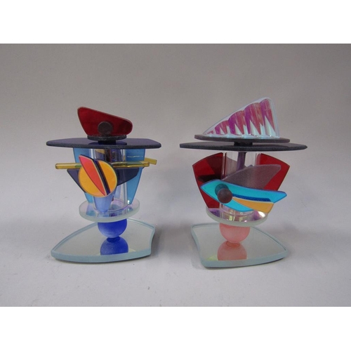 1972 - TWO GEORGE PONZINI COLOURED GLASS SCENT BOTTLES