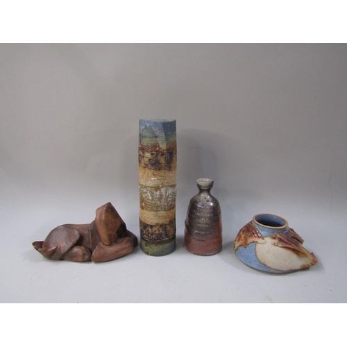 1979 - FOUR COX CERAMICS CUMBRIAN POTTERY VASES AND A HORSE