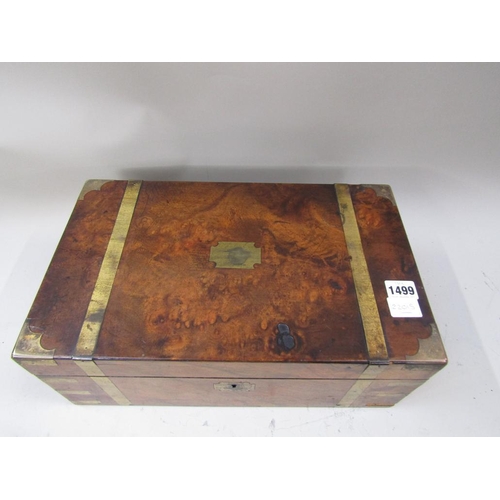 1499 - VICTORIAN BURR WALNUT WRITING BOX