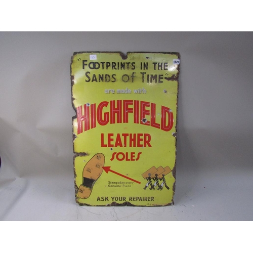 1526 - ENAMEL TIN SIGN - HIGHFIELD LEATHER SOLES