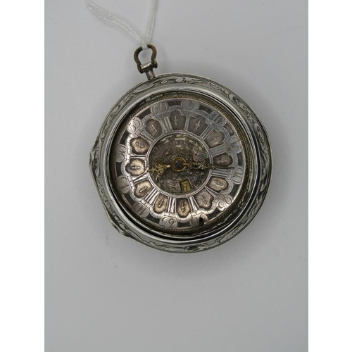 1611 - LATE 18C GRAHAM OF LONDON HOUR STRIKING POCKET WATCH WITH ENAMELLED PAIR CASE WITH WATCH MAKERS TICK... 