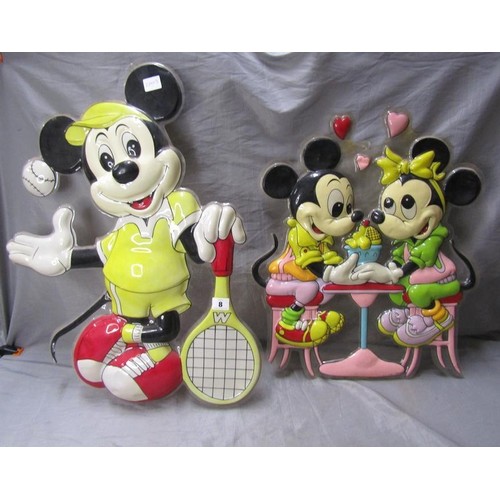 8 - TWO PLASTIC MICKEY MOUSE PLAQUES