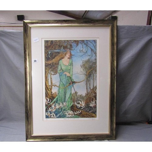28 - SIGNED LTD EDITION COLOURED PRINT - ARCHER OF THE GOLDEN WOOD