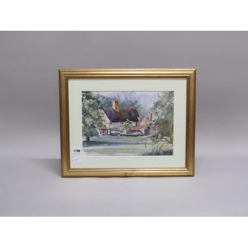 1106 - DAN GLEN - DEDHAM COTTAGE, WATERCOLOUR, UNSIGNED, F/G