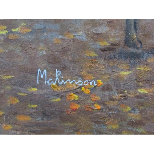 1107 - MAKINSON - HUNTSMAN AND HOUNDS, OIL ON CANVAS, FRAMED