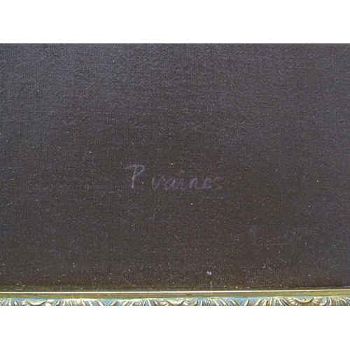 1108 - P VAINES - STILL LIFE FRUIT AND PITCHER, OIL ON CANVAS, FRAMED