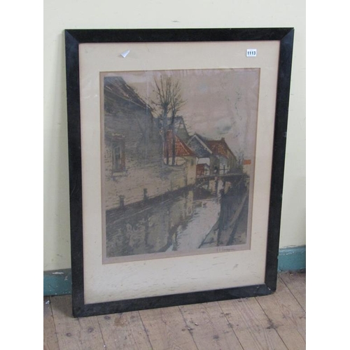 1113 - COLL. OF TWO GILT FRAMED OILS, MOUNTAINOUS OIL PAINTING & FRAMED PRINT