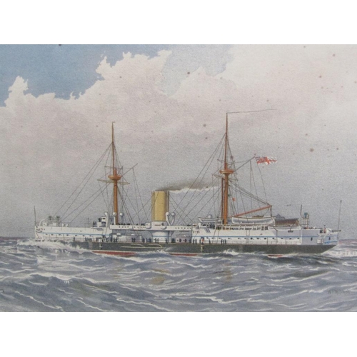 1120 - PAIR OF F/G COLOURED PRINTS - HMS COLOSSUS & HMS VICTORIA