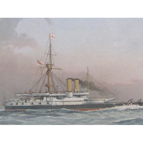 1120 - PAIR OF F/G COLOURED PRINTS - HMS COLOSSUS & HMS VICTORIA