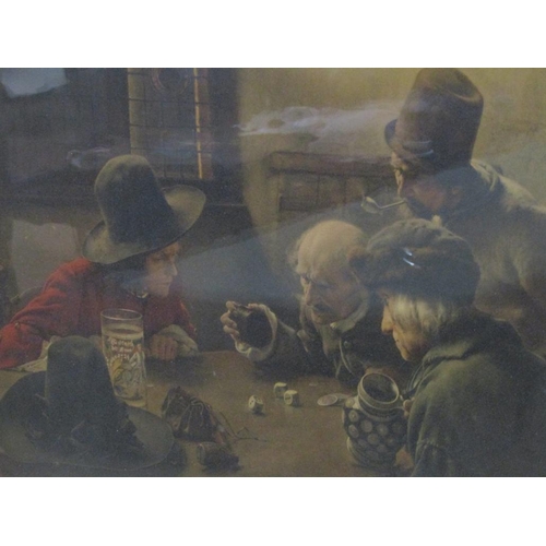 1126 - CLAUDE MAYER 1886 - FRAMED COLOURED PRINT - THE GAME OF DICE