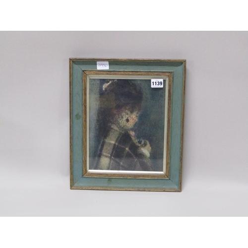1139 - PORTRAIT OF A LADY - COLOURED PRINT, FRAMED