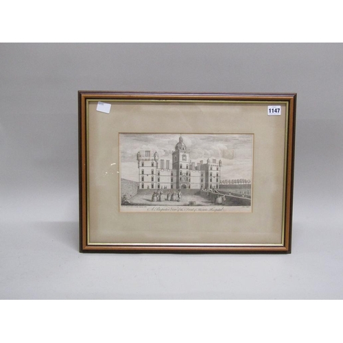 1147 - F/G B&W ENGRAVING, PROSPECTIVE VIEW OF THE FRONT OF HERIOTS HOSPITAL