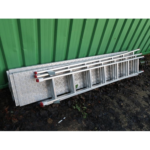 EXTENDING LADDER AND TWO ALUMINIUM RAMPS