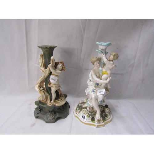60 - TWO CONTINENTAL FIGURINES, A/F