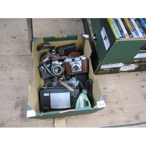 163 - BOX OF VINTAGE CAMERAS ETC