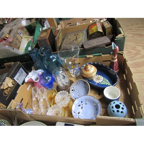 180 - BOX OF GLASSWARE AND POTTERY
