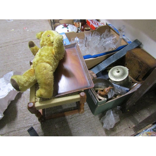 332 - STOOL, TEDDY, WOODEN TRAY ETC