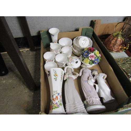 344 - BOX OF FIGURINES AND A TEASET