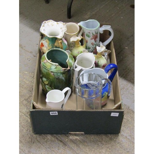 444 - BOX OF MIXED JUGS AND VASES