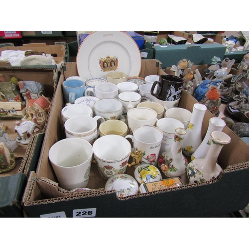 226 - BOX OF COMMEMORATIVE WARE, PLATES AND CUPS