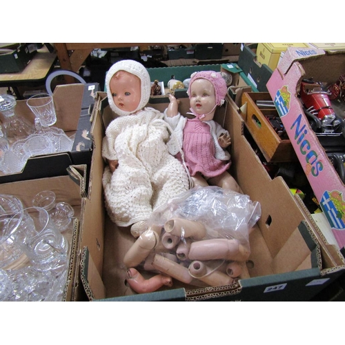 247 - BOX OF VINTAGE DOLLS AND PARTS