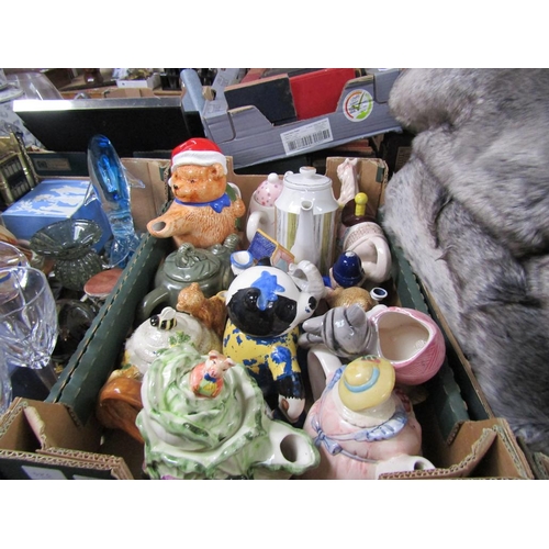 283 - BOX OF NOVELTY TEAPOTS