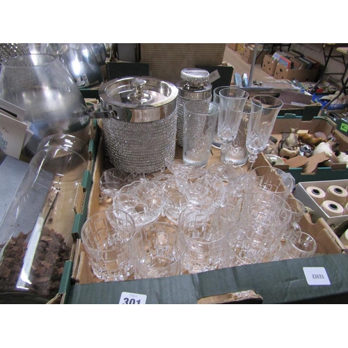 301 - BOX OF MIXED GLASSES, ICE BOX