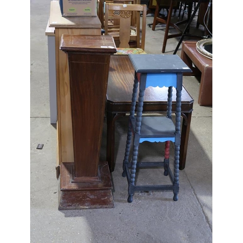806 - EDWARDIAN PLANT STAND AND A PAINTED PLANT STAND