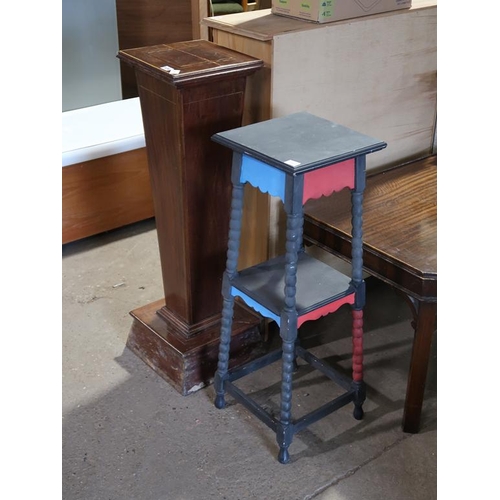 806 - EDWARDIAN PLANT STAND AND A PAINTED PLANT STAND