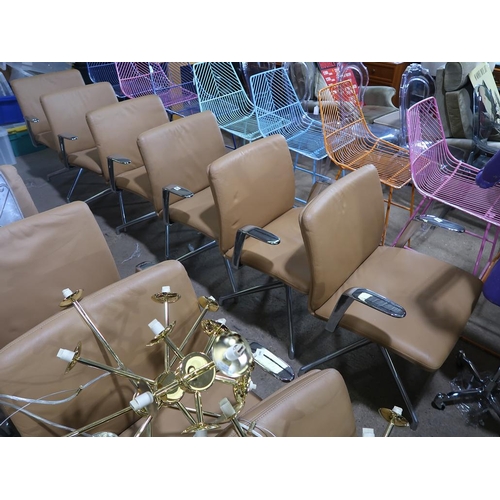 823 - SIX CHROME FRAMED ARMCHAIRS